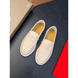 Louboutin-style red bottom shoes cl red bottom genuine leather loafers men business casual slip-on shoes easiest for matchplaid slip-on men's shoes