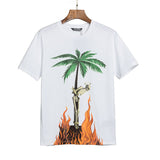 Palm Angels T Shirts Flame Skull Print T-shirt Loose Short Sleeve