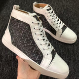 Louboutin-style red bottom shoes european clexport red bottom shoes black velvet studs high-top rivet shoes diamond shoes trendyeasiest for match sneakers