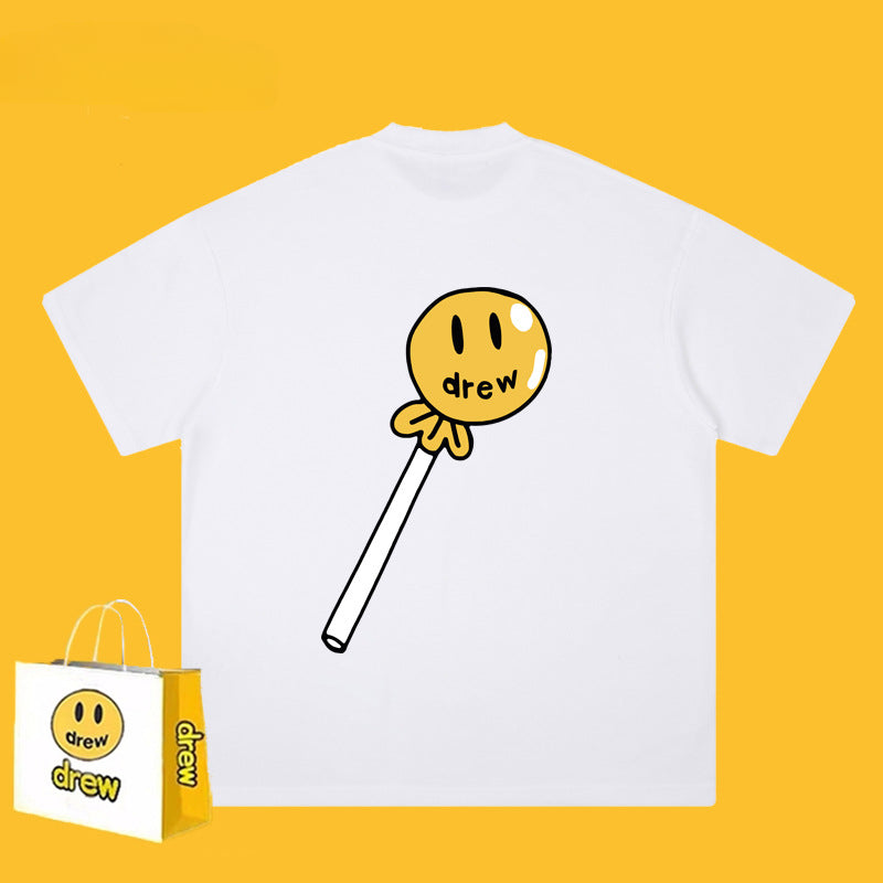 Drew T Shirts Smiley Letter Cotton T-shirt