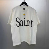 SAINT MICHAEL Vintage T Shirt Rainbow Apple Print Loose Short Sleeve