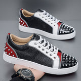 Louboutin-style red bottom shoes european station red bottom mencasual studded sneakers fashion hot diamond spirit guy trendy men's shoes