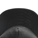 Trendy flat brimmed hat leather iron logo