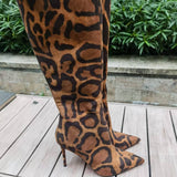 Louboutin-style red bottom shoes clsexy leopard print women's boots sheep velvet suede women's stiletto boots casualfashion wholesale in stock upper