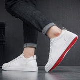Louboutin-style red bottom shoes mencl red bottom casual shoes casual social boy sneakers fashiontrendy real microfiber leather shoes white shoes nightclub