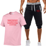 Stranger Things T Shirt Summer Fashion Printed Stranger Things Cotton Short Sleeve T-shirt Cropped Pants Suit