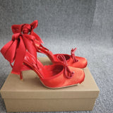 Louboutin-style red bottom shoes ballet shoes dance shoes european station cl french one-word celebrity elegant rhinestone sexy red bottom export high heels