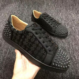 Louboutin-style red bottom shoes european station cl electric embroidered red bottom men's shoes black embroiderlow ankle shoes flatscasual shoes