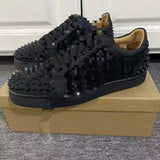 Louboutin-style red bottom shoes genuine leather classycl red bottom shoes black velvet glossy low-top sneakers accessible luxurytrendycasual men's shoes