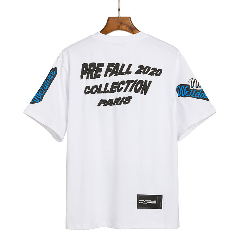 We11 Done T Shirts Graffiti Letters Badge Printed Oversize Loose Couple