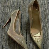 Louboutin-style red bottom shoes high version clbest sellingfrench one-strap sandals socialite elegant rhinestone sexy red bottom high heels open toe high heels