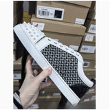 Louboutin-style red bottom shoes, popular european station cl red bottom shoes, electric embroidery style, low-top high-top men's shoes, red bottom couple, trendy rivets, casualtie back