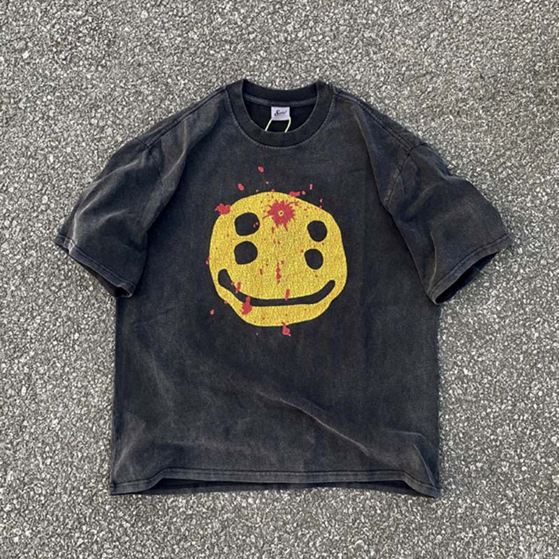 Mens Vintage T-Shirts SAINT MICHAEL CHO "Broken Smiley Face"