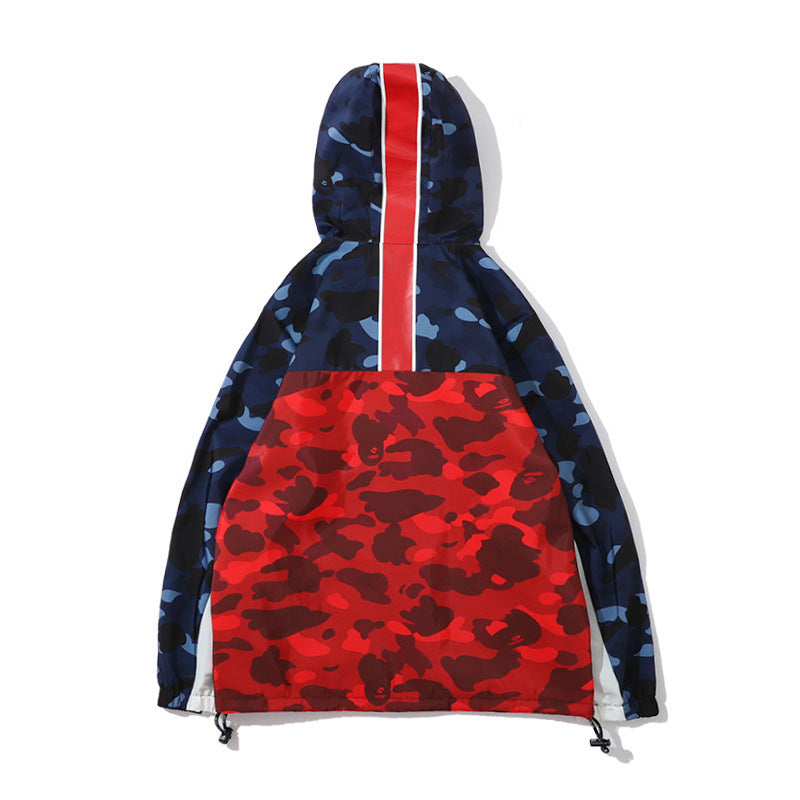 Shark Print Jacket Spring Camouflage Letters Embroidered Men'S Plus Size Windcheater Zipper Jacket