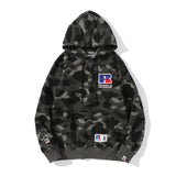 Shark Print Jacket Camouflage Male And Female Couples Wear Plus Size Loose Pullover Hoodie Sweater