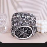 Hip-hop punk rhinestone belt snakeskin pattern plate buckle punk style