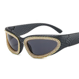 Trendy punk glasses diamond-encrusted uv protection
