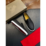 Louboutin-style red bottom shoes cl red bottom genuine leather loafers men business casual slip-on shoes easiest for matchplaid slip-on men's shoes