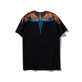 Marcelo Burlon T Shirt MB Orange Blue Wings Men's and Women's Same Hip Hop Pure Cotton