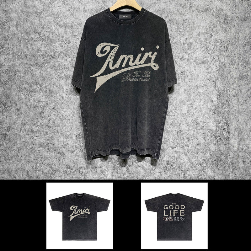 Amiri washed t-shirt distressed letter short sleeves
