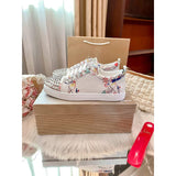 Louboutin-style red bottom shoes guangdong version european station cl red bottom shoes best selling studded shoes studded shoes fashioneasiest for match red bottom studded sneakers