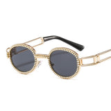 Trendy punk glasses small oval dot diamond sunshade