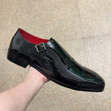 Louboutin-style red bottom shoes embroidered shoes fashioneasiest for matchcasual business thick sole glossy gentleman leather shoes red bottom wedding cl men's shoes