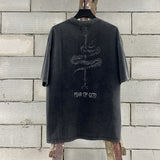 Men Vintage T-Shirts "Fear Of God" Washed Black Tee
