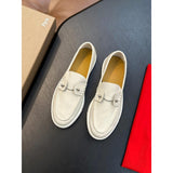 Louboutin-style red bottom shoes spring clmen genuine leather loafers flats slip-on casual shoes fashionable work clothing men's shoes