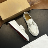 Louboutin-style red bottom shoes: original standard original box top version cl handmade genuine leather shoes mencasual shoes slip-on beanie shoes red bottom loafers