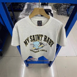Fog Essentials T Shirts Spring/Summer, Angel Baby Pattern Crew Neck Short Sleeves