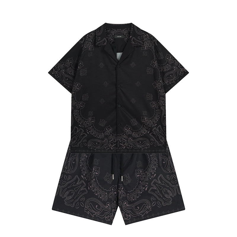 Amiri Shirt And Shorts 2 Piece Set Fashion Print Couple High Street