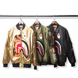 Shark Print Coat Golden Autumn And Winter Men And Women Teenagers Fashionable Cotton Coat Jacket Coat Cotton-Padded Jacket