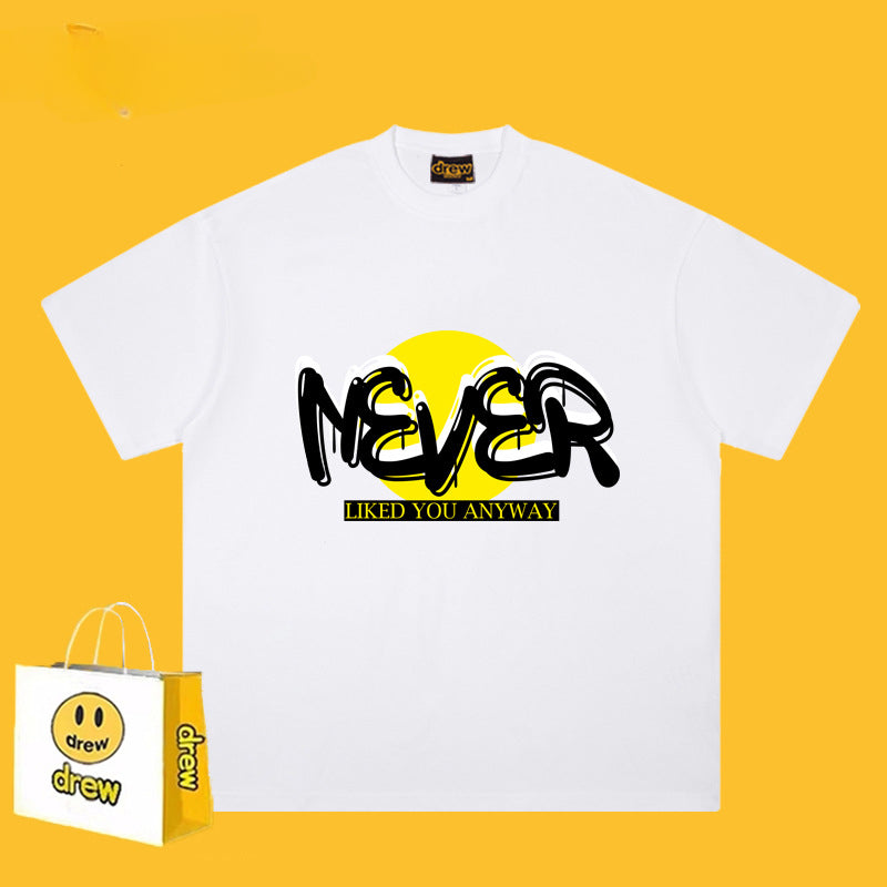 Drew T Shirts Smiley Face Short Sleeve Loose round Neck Short Sleeve