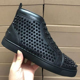 Louboutin-style red bottom shoes european clexport red bottom shoes black velvet studs high-top rivet shoes diamond shoes trendyeasiest for match sneakers