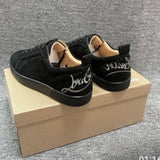 Louboutin-style red bottom shoes export model cl men's shoes electric embroidered red bottom white shoes breathable sneakers men's shoes flatscasual shoes crescent shoes goatskin
