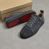 Louboutin-style red bottom shoes export europe station cl red bottom shoes electric embroidery low top high top men's shoes red bottom couple trendy rivets casualtie back