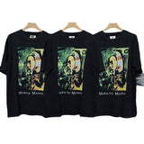 Marilyn Manson T Shirt Printed Short Sleeve Retro Distressed Loose Men's and Women's T-shirt