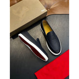 Louboutin-style red bottom shoes cl red bottom genuine leather loafers men business casual slip-on shoes easiest for matchplaid slip-on men's shoes