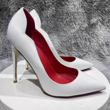 Louboutin-style red bottom shoes cl red bottom export pointed toe v-mouth high heels flats women's shoes sexyflats