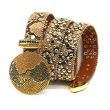 Hip-hop punk rhinestone belt earth buckle punk style