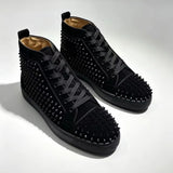 Louboutin-style red bottom shoes cl high-top suede studded lace-up men's athletic and casual shoes, leather women's fashion flats, popular export style, versatile and in stock