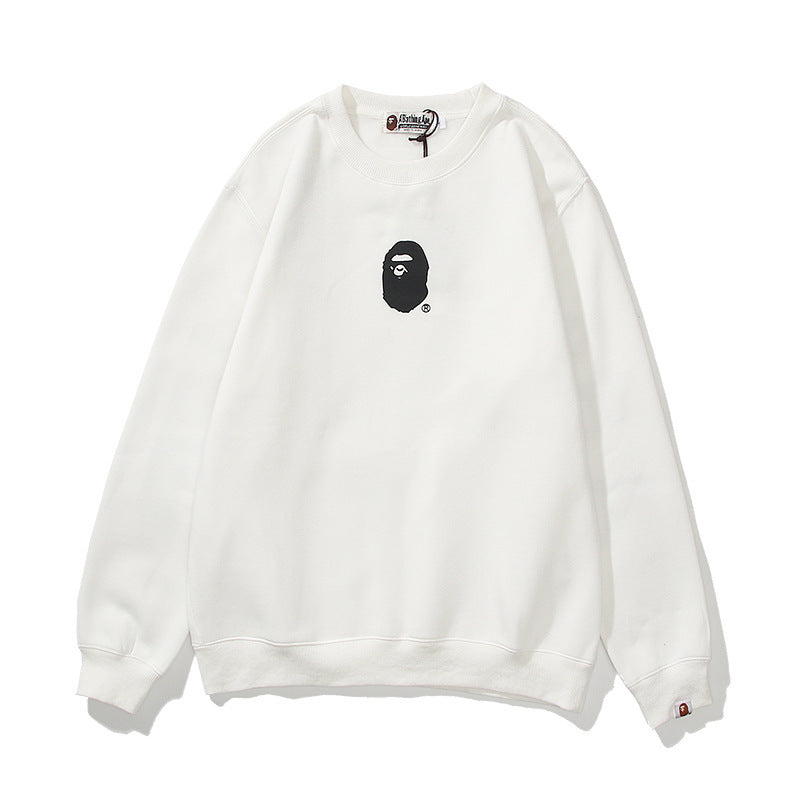 Shark Print Sweatshirts Printed Letter Fleece-Lined Crew Neck Sweater Men'S And Women'S Jacket
