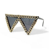 Trendy punk glasses metal chain triangle