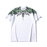 Marcelo Burlon T Shirt MB Big Snake Black Green Wings Printing Same Style for Men and Women
