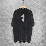 Amiri washed t-shirt vertical letterprinting short sleeves