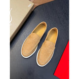 Louboutin-style red bottom shoes cl red bottom genuine leather loafers men business casual slip-on shoes easiest for matchplaid slip-on men's shoes