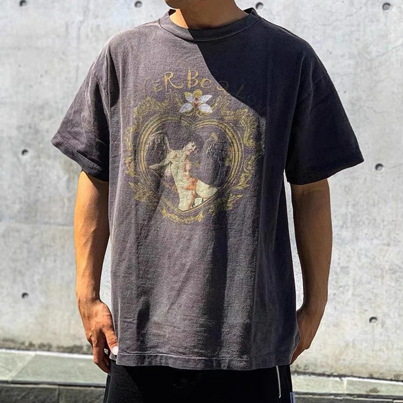 Saint Michael T Shirt Retro Couple Loose Summer T-shirt