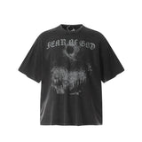 Unisex T-Shirts FOG Vintage Jesus Cross Loose Short Sleeves