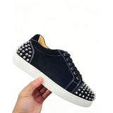 Louboutin-style red bottom shoes exportacl red bottom shoes rivets men's toe nails clcouple women's shoes rhinestone casualtrendy sneakers